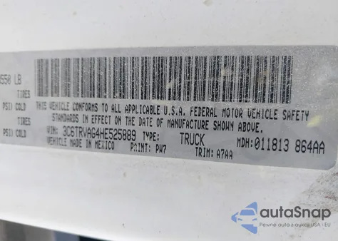 2017 Ram Promaster 1500 Low Roof 136 Wb z USA, uszkodzony, nr VIN 3C6TRVAG4HE525889